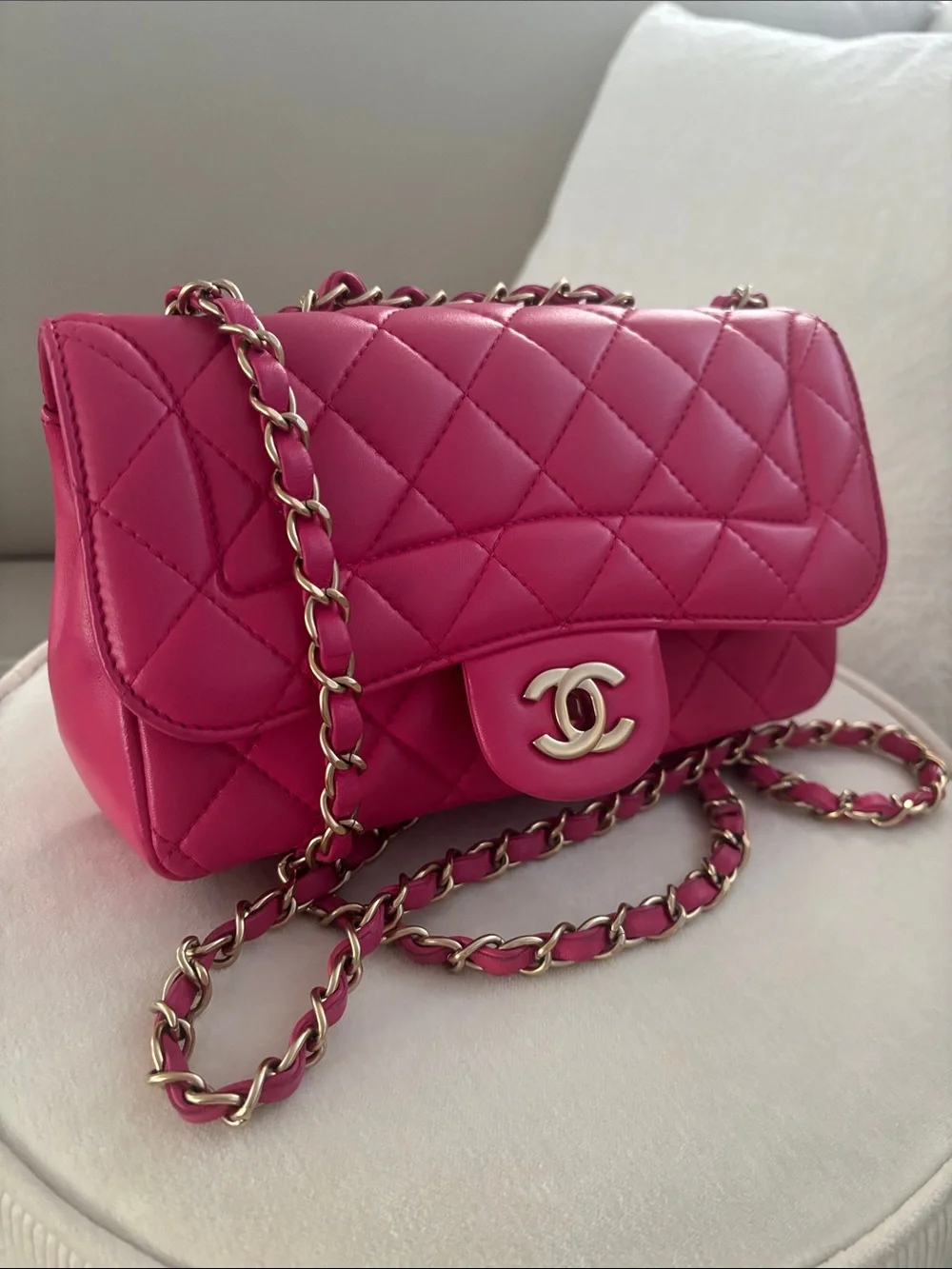 CHANEL Quilted Flap Shoulder Bag in Fuchsia